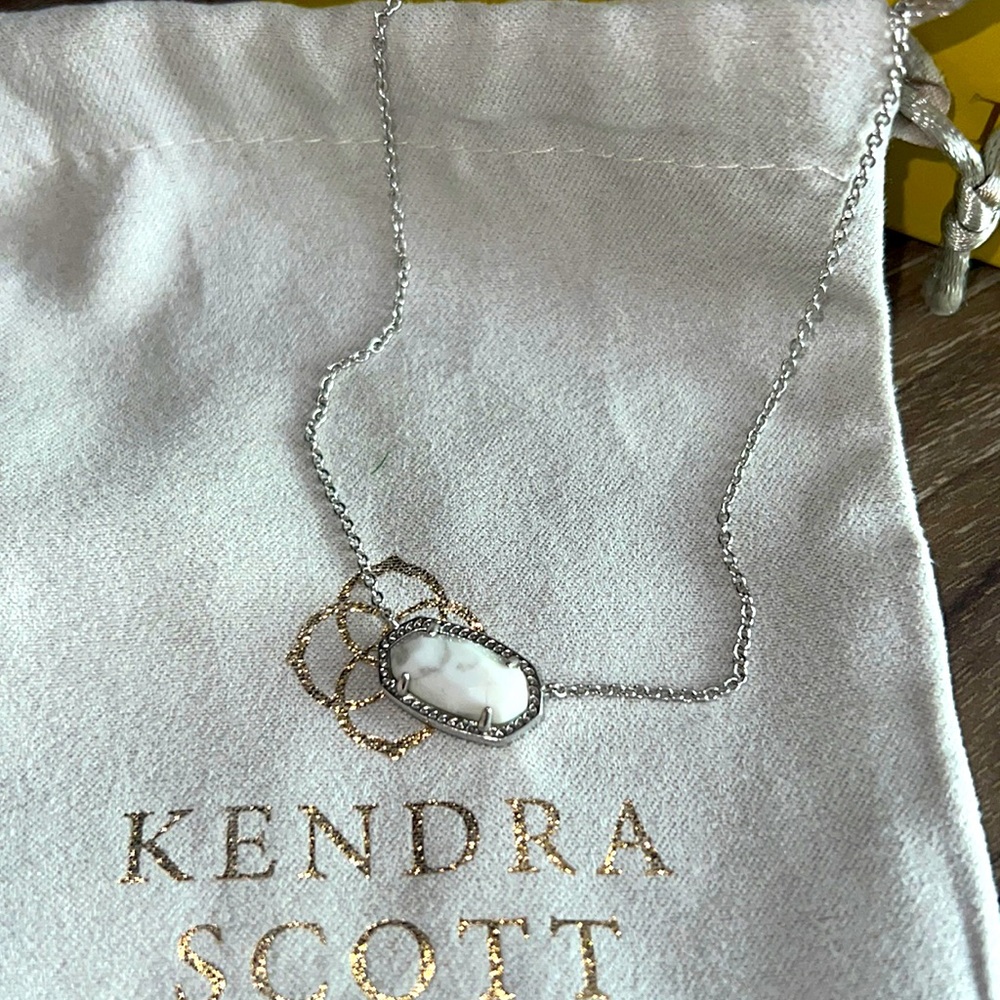 Kendra Scott Elisa pendant necklace silver and marble stone